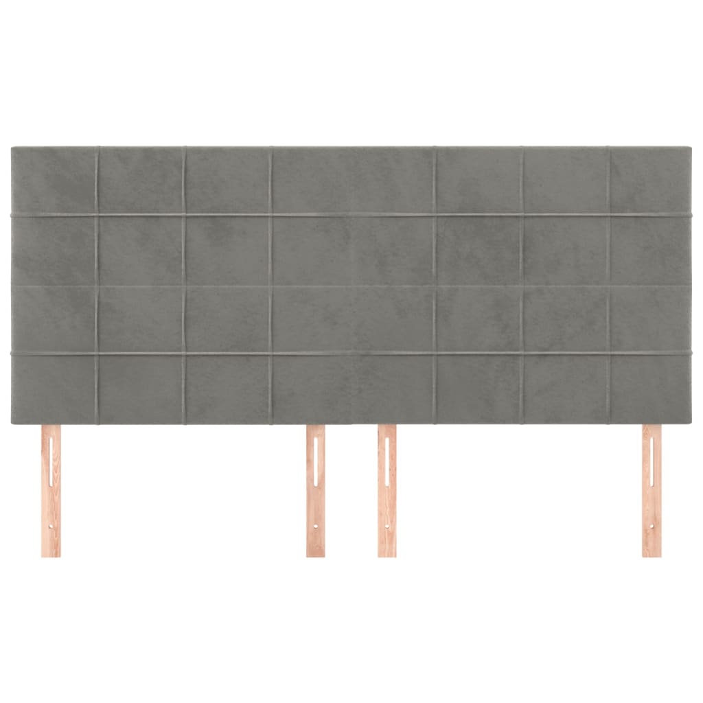 Hoofdborden 4 St 90X5X78/88 Cm Fluweel Lichtgrijs