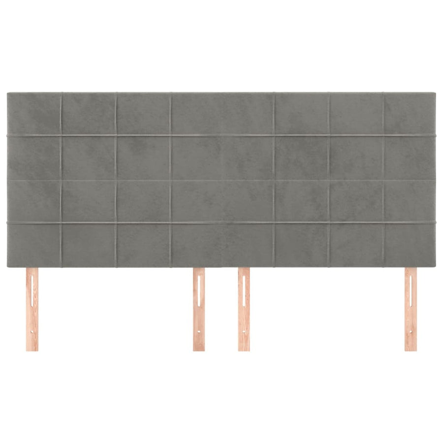 Hoofdborden 4 St 90X5X78/88 Cm Fluweel Lichtgrijs