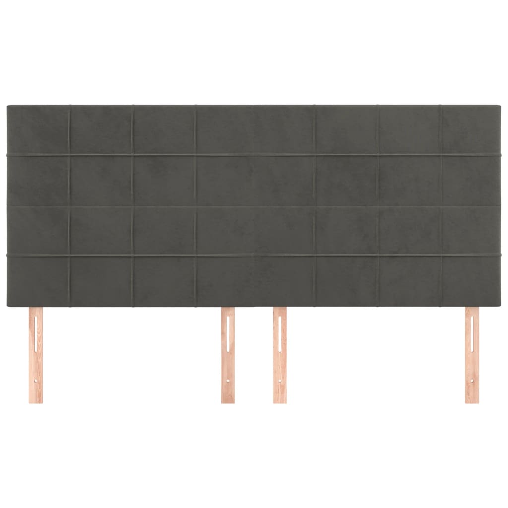 Hoofdborden 4 St 90X5X78/88 Cm Fluweel Donkergrijs