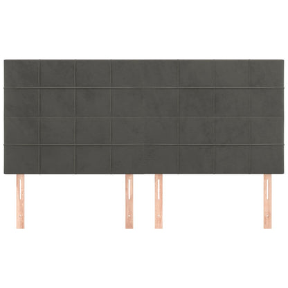 Hoofdborden 4 St 90X5X78/88 Cm Fluweel Donkergrijs