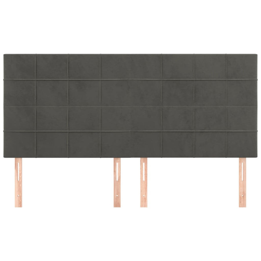 Hoofdborden 4 St 90X5X78/88 Cm Fluweel Donkergrijs