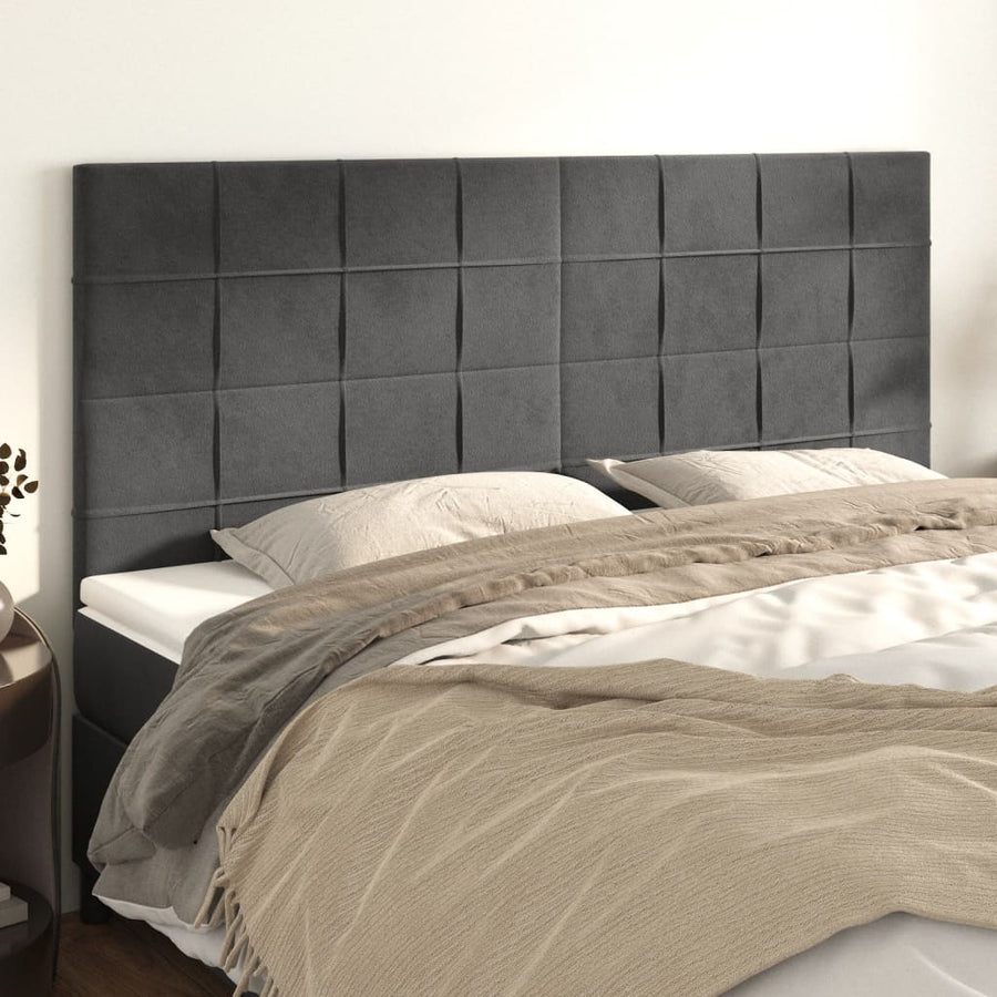 Hoofdborden 4 St 90X5X78/88 Cm Fluweel Donkergrijs