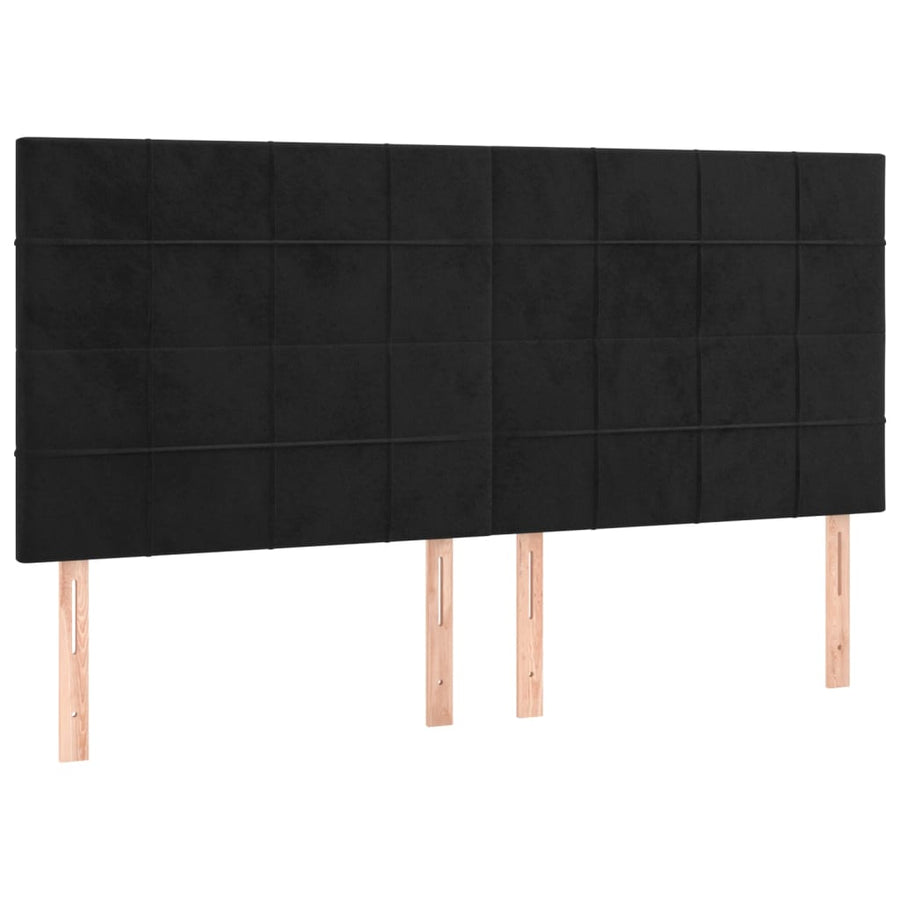 Hoofdborden 4 St 90X5X78/88 Cm Fluweel Zwart