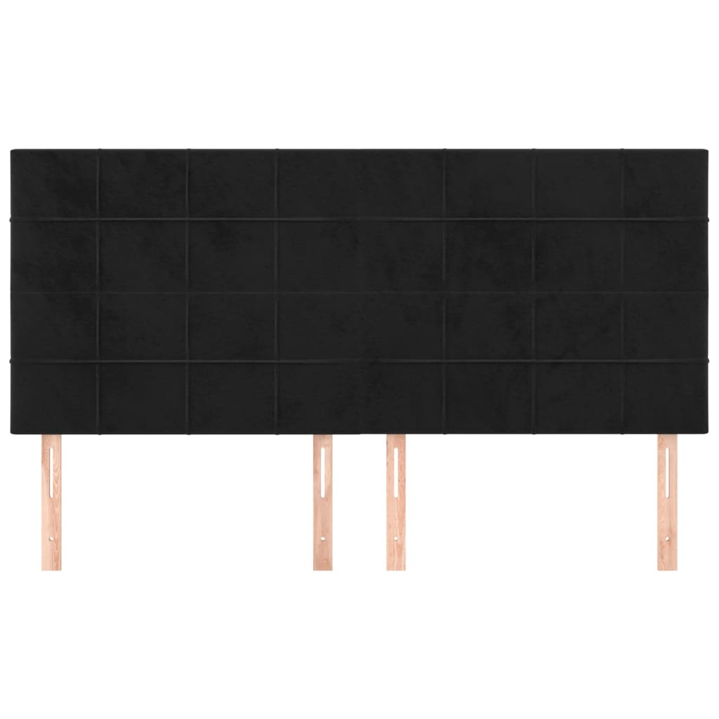 Hoofdborden 4 St 90X5X78/88 Cm Fluweel Zwart
