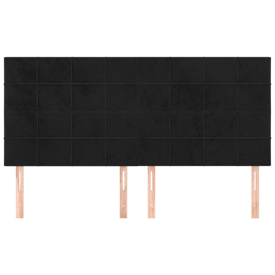 Hoofdborden 4 St 90X5X78/88 Cm Fluweel Zwart