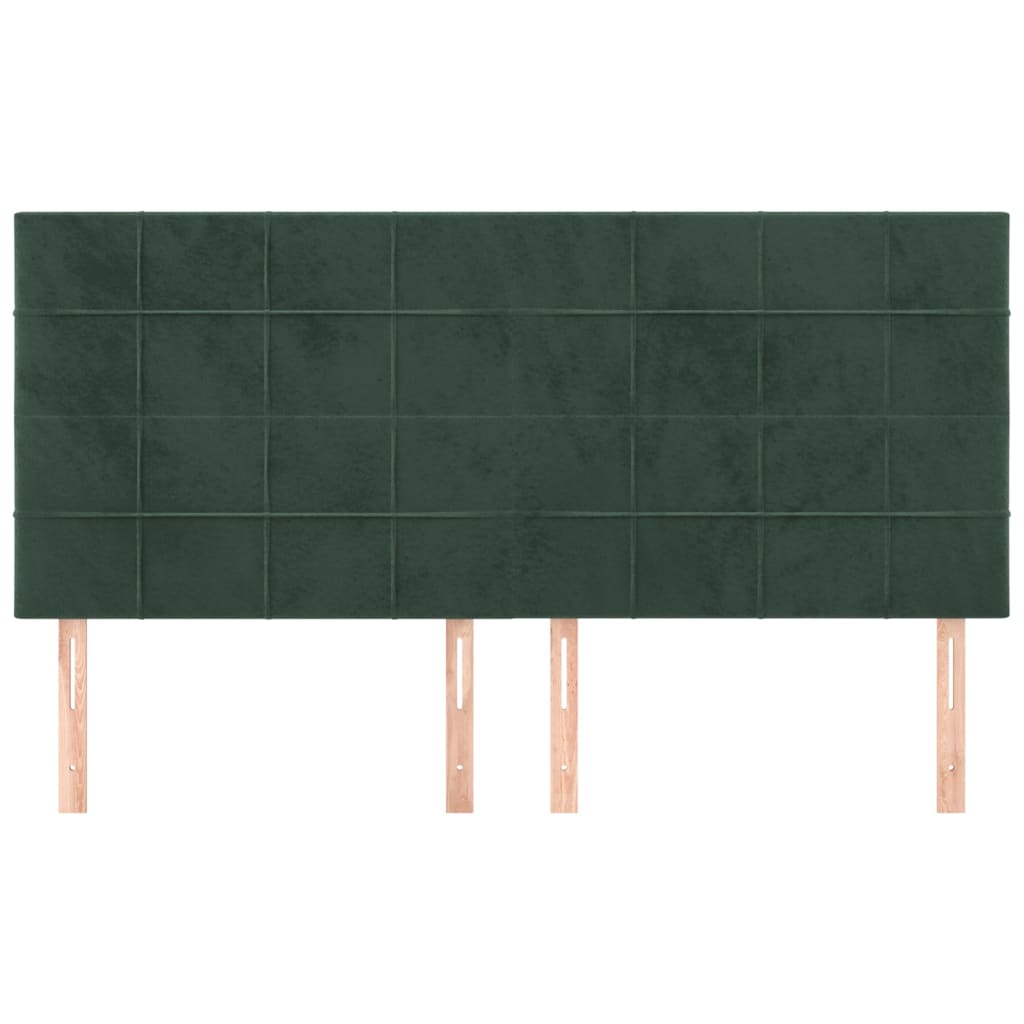Hoofdborden 4 St 90X5X78/88 Cm Fluweel Donkergroen