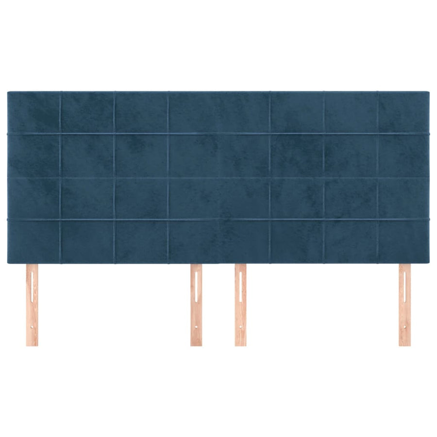 Hoofdborden 4 St 90X5X78/88 Cm Fluweel Donkerblauw