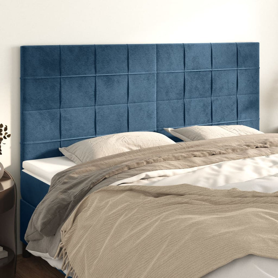 Hoofdborden 4 St 90X5X78/88 Cm Fluweel Donkerblauw