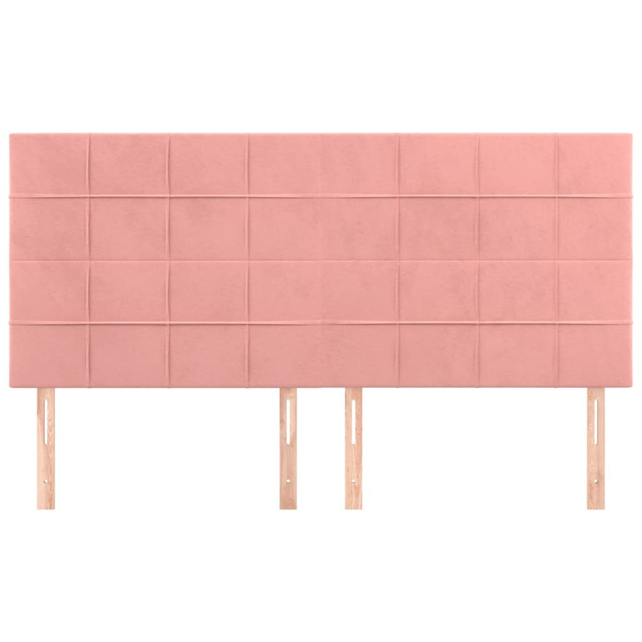 Hoofdborden 4 St 90X5X78/88 Cm Fluweel Roze