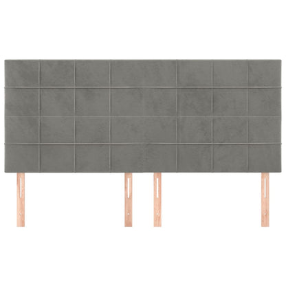 Hoofdborden 4 St 100 X 5 X 78/88 Cm Fluweel Lichtgrijs