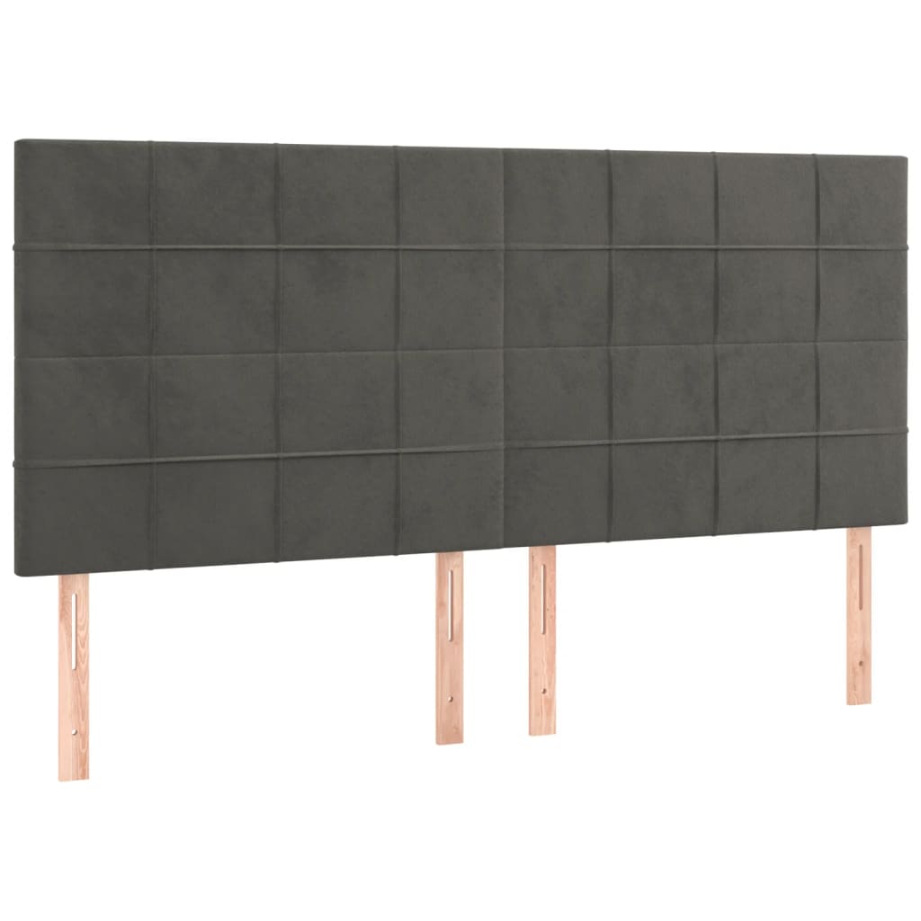 Hoofdborden 4 St 100X5X78/88 Cm Fluweel Donkergrijs