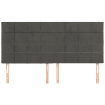 Hoofdborden 4 St 100X5X78/88 Cm Fluweel Donkergrijs