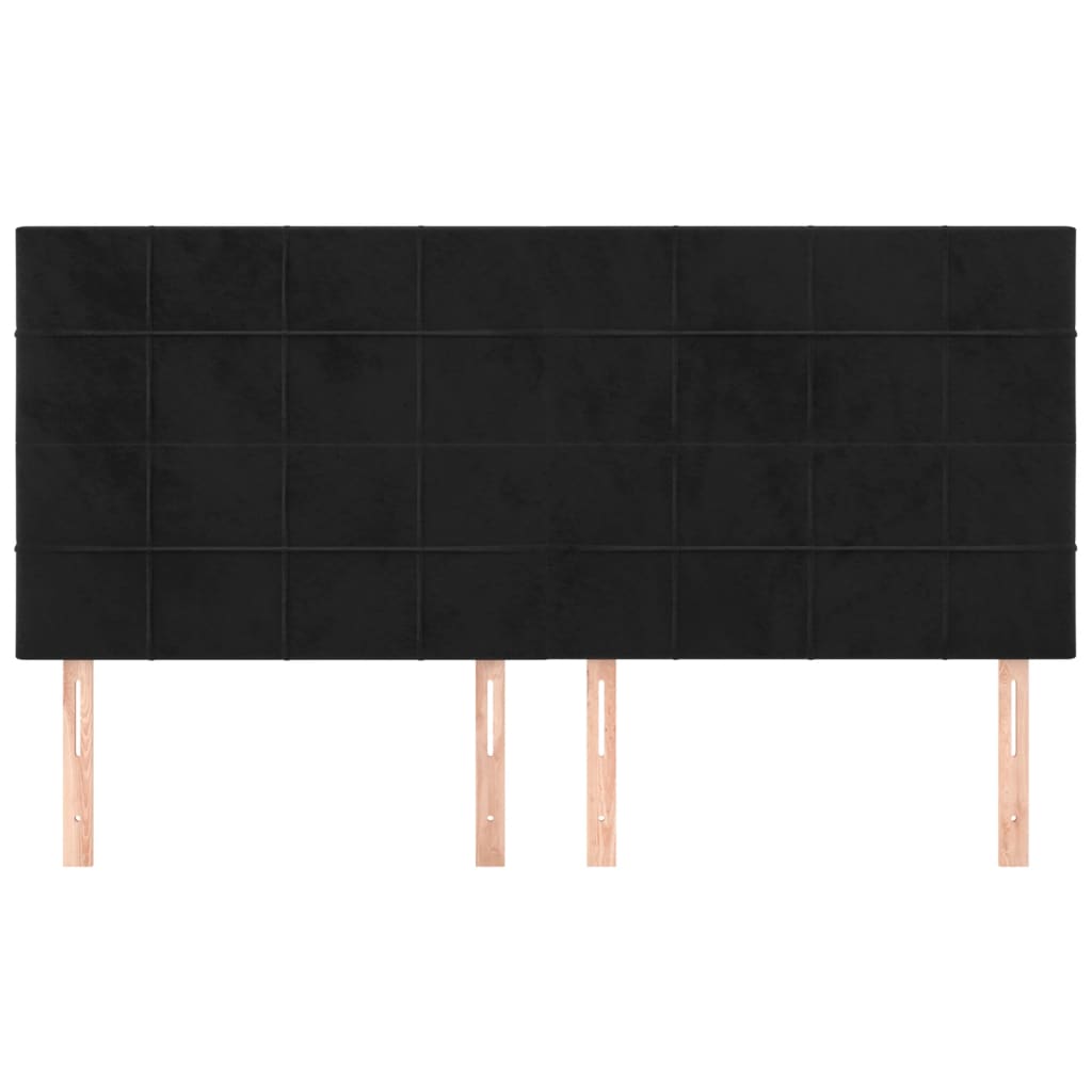 Hoofdborden 4 St 100X5X78/88 Cm Fluweel Zwart