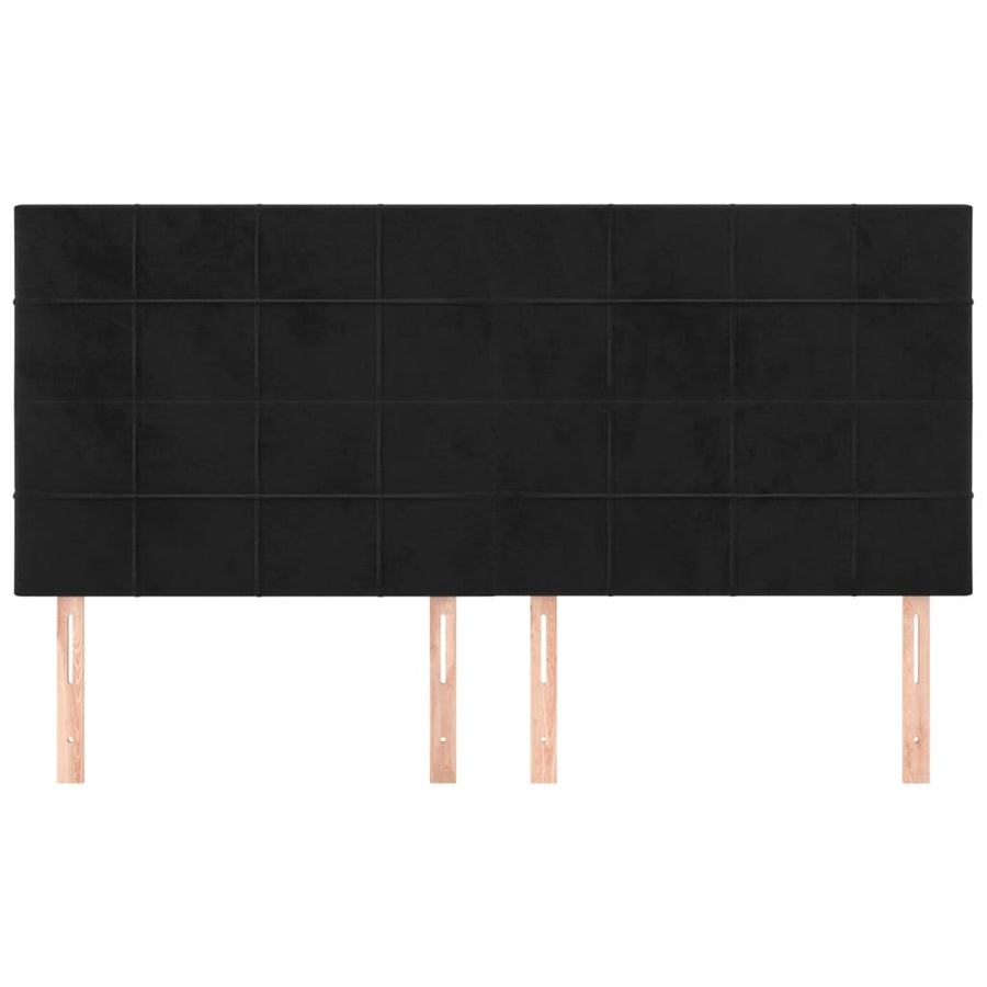 Hoofdborden 4 St 100X5X78/88 Cm Fluweel Zwart