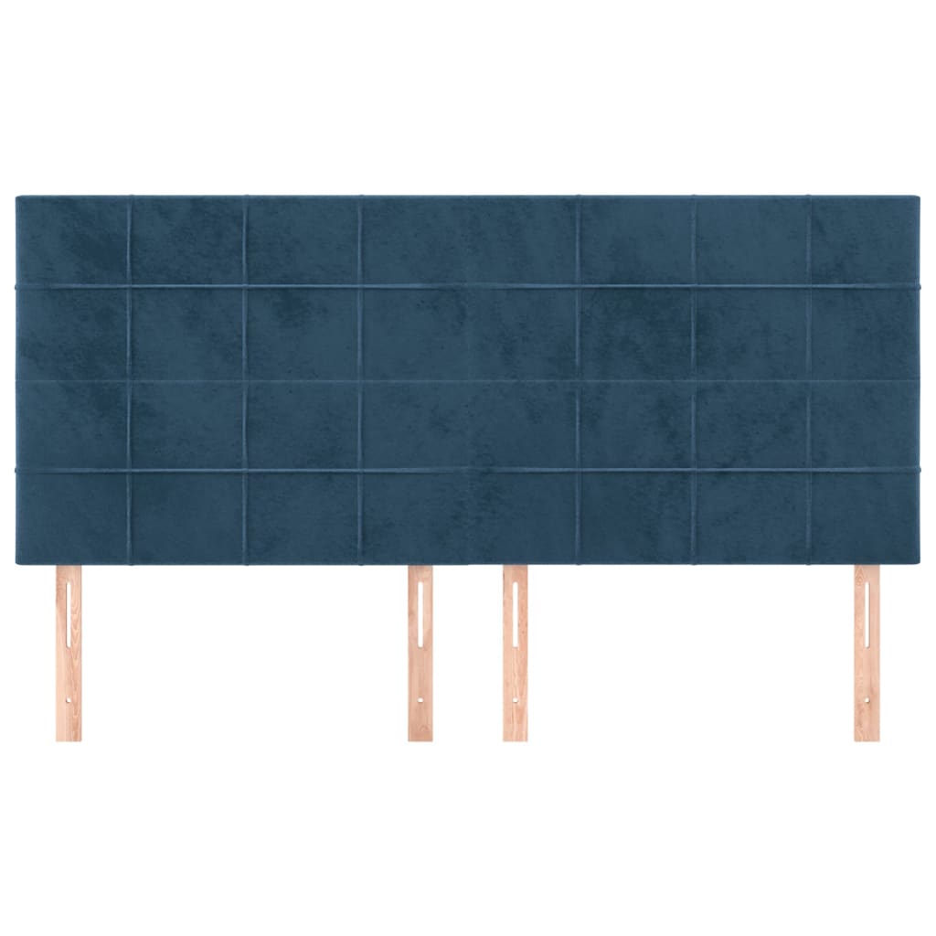Hoofdborden 4 St 100X5X78/88 Cm Fluweel Donkerblauw