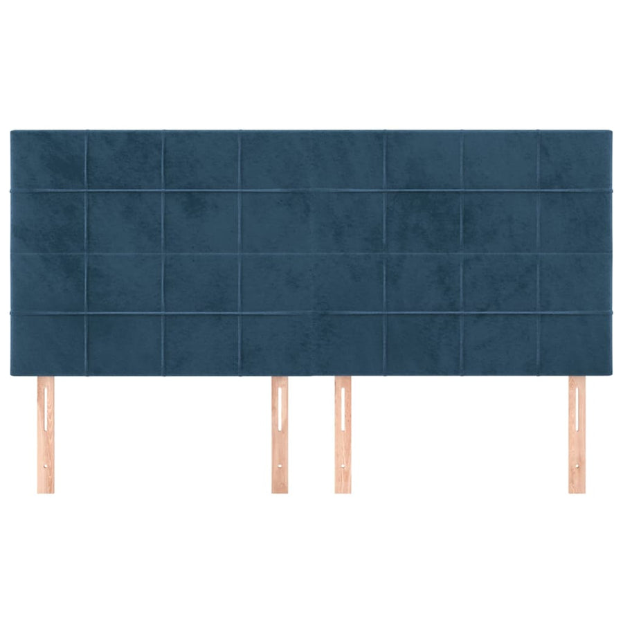 Hoofdborden 4 St 100X5X78/88 Cm Fluweel Donkerblauw