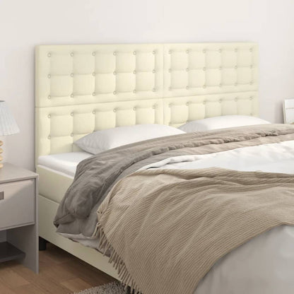 Hoofdborden 4 St 80X5X78/88 Cm Kunstleer Kleurig Crème 160 cm Hoog