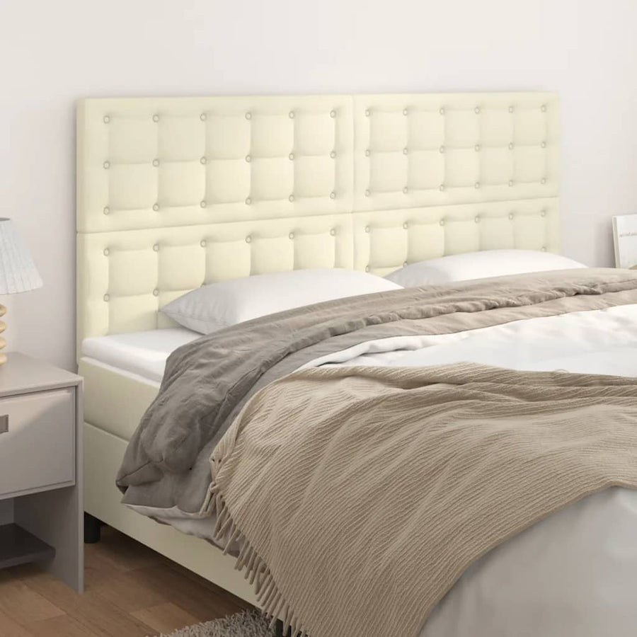Hoofdborden 4 St 80X5X78/88 Cm Kunstleer Kleurig Crème 160 cm Hoog