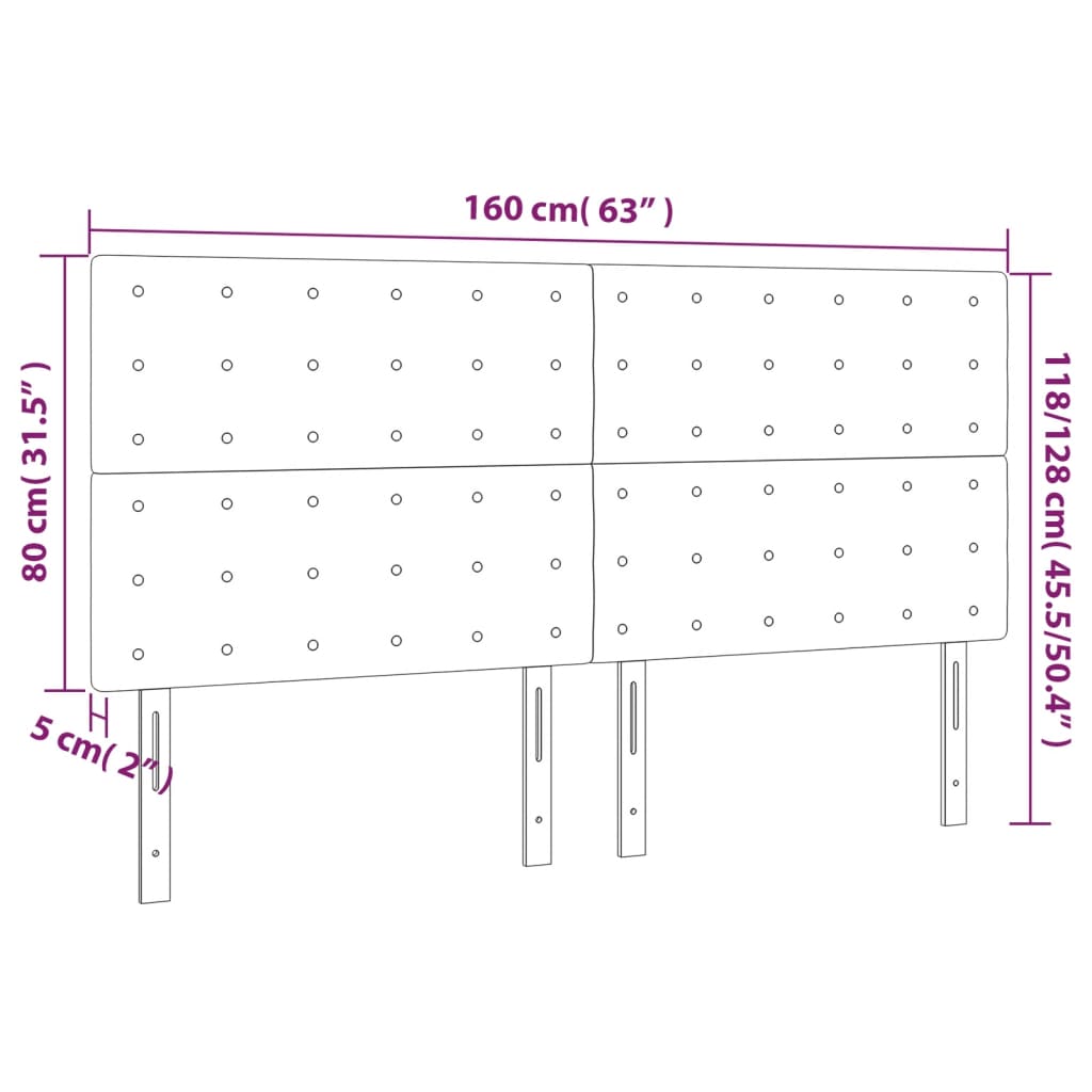 Hoofdborden 4 St 80X5X78/88 Cm Kunstleer Kleurig 1 160 cm Cappuccino
