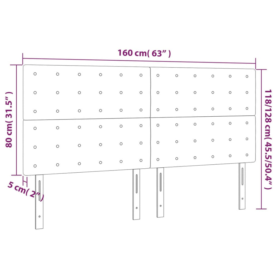 Hoofdborden 4 St 80X5X78/88 Cm Kunstleer Kleurig 1 160 cm Cappuccino