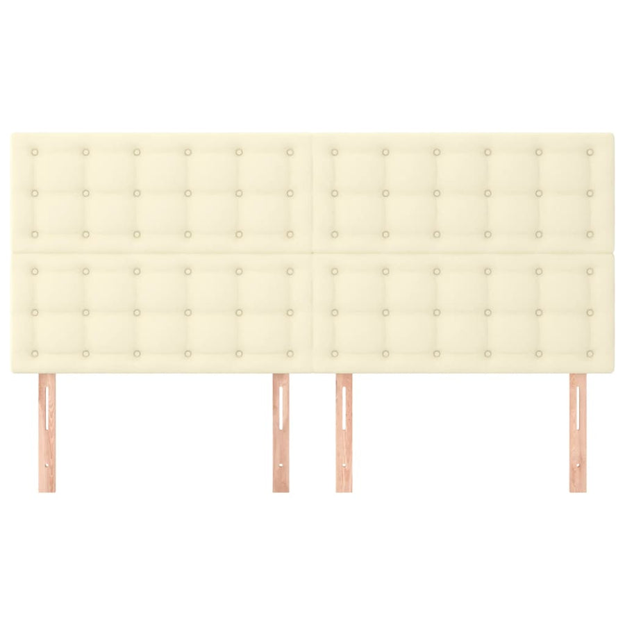 Hoofdborden 4 St 00X5X78/88 Cm Kunstleer Kleurig Crème 200 cm Hoog