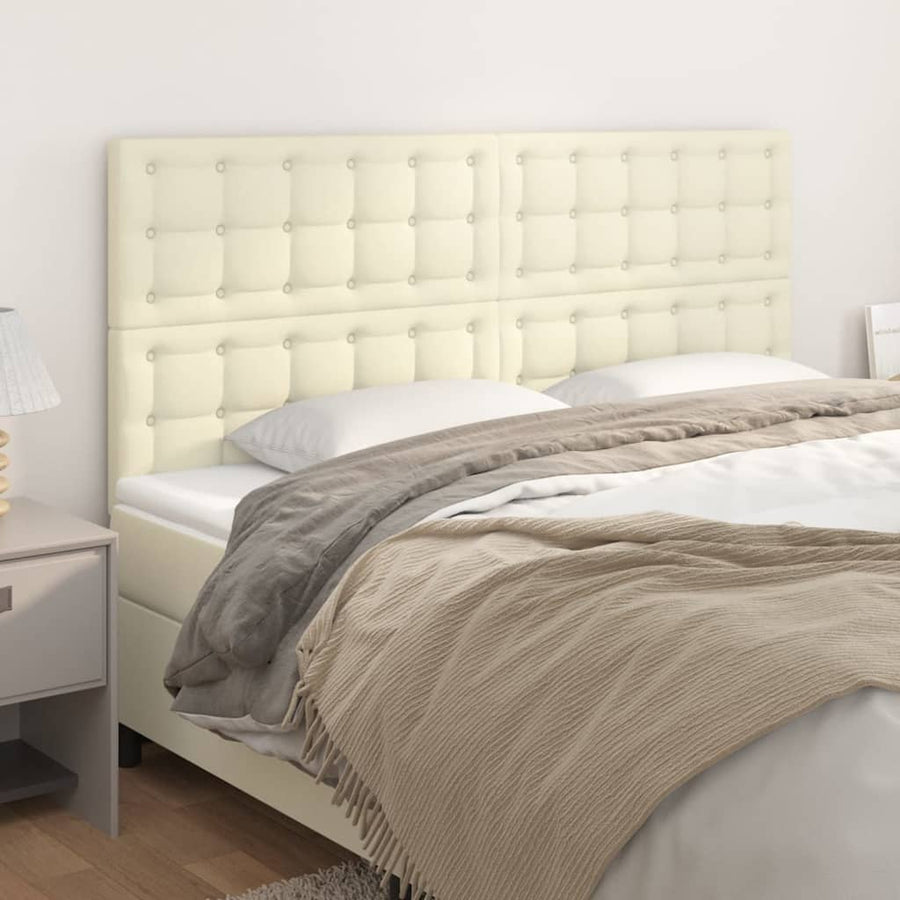 Hoofdborden 4 St 00X5X78/88 Cm Kunstleer Kleurig Crème 200 cm Hoog