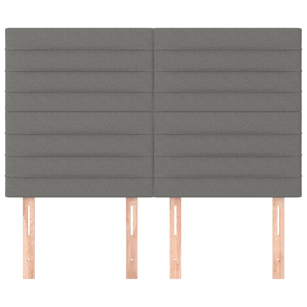 Hoofdborden 4 st 72x5x78/88 cm stof donkergrijs 144 cm Hoog
