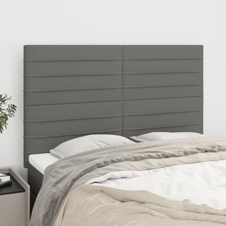 Hoofdborden 4 st 72x5x78/88 cm stof donkergrijs 144 cm Hoog