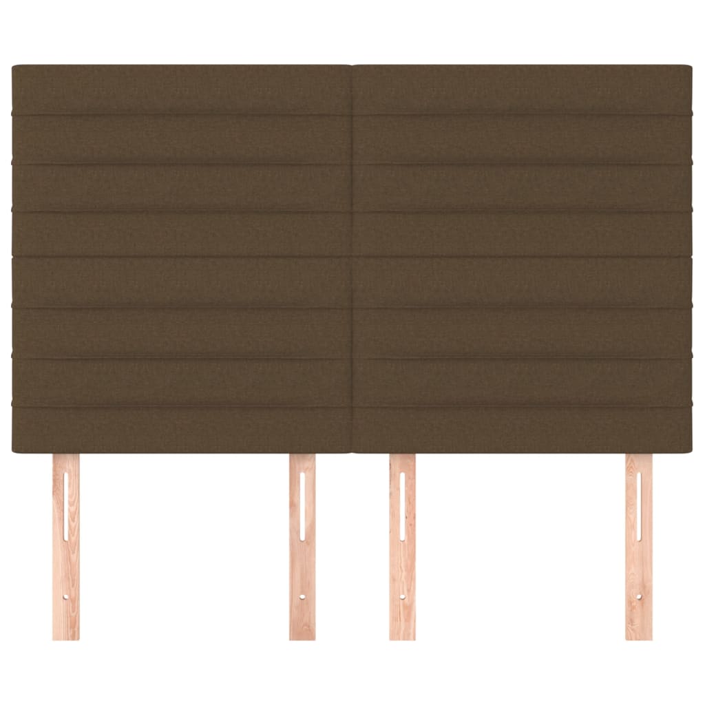 Hoofdborden 4 st 72x5x78/88 cm stof donkerbruin 144 cm Hoog