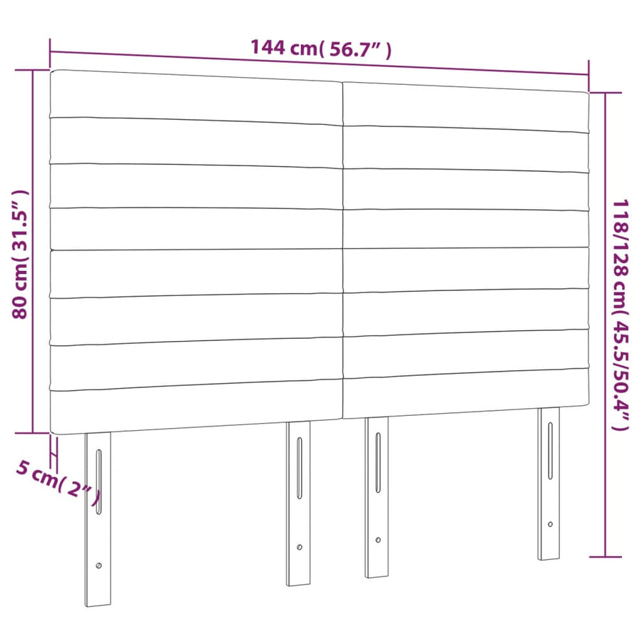 Hoofdborden 4 st 72x5x78/88 cm stof donkerbruin 144 cm Hoog