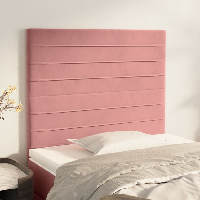 Hoofdborden 2 st 80x5x78/88 cm fluweel roze 1 80 cm Roze