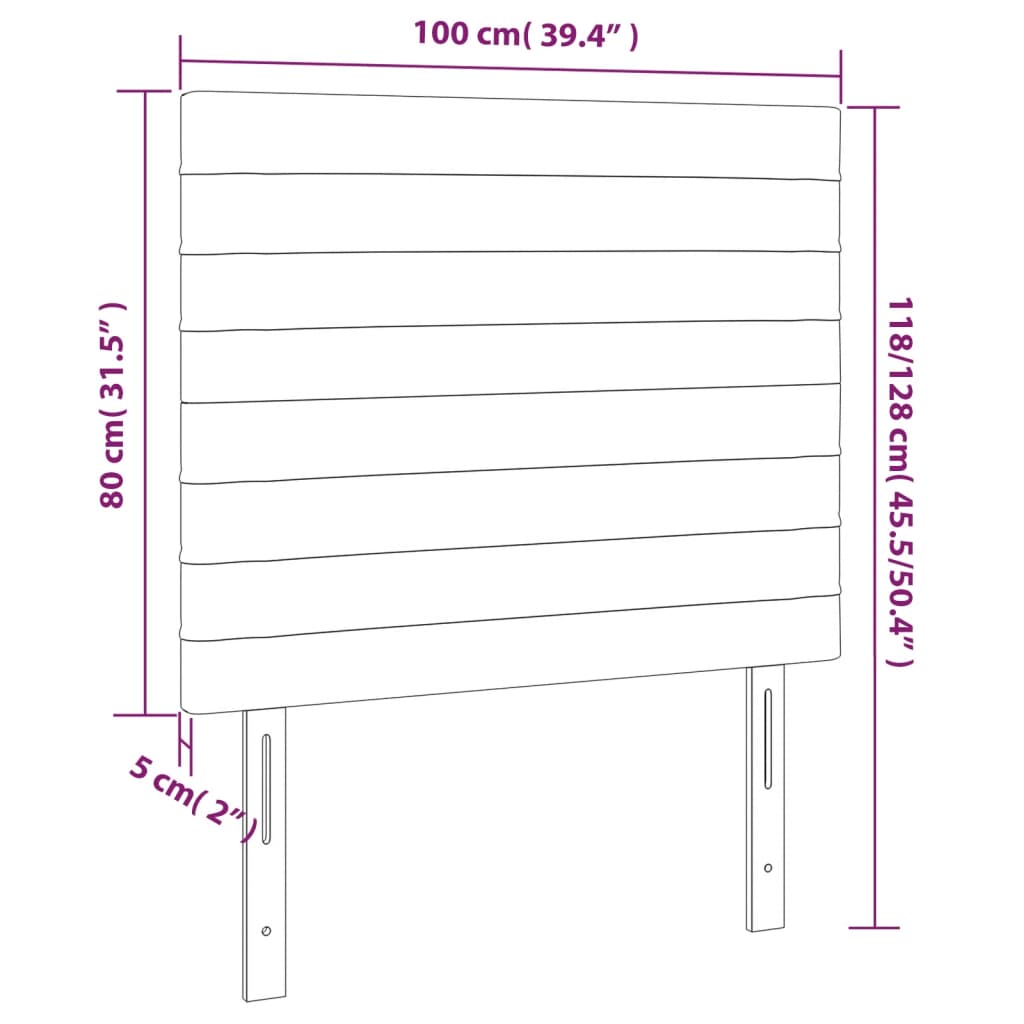 Hoofdborden 2 St 100 X 5 X 78/88 Cm Fluweel Lichtgrijs