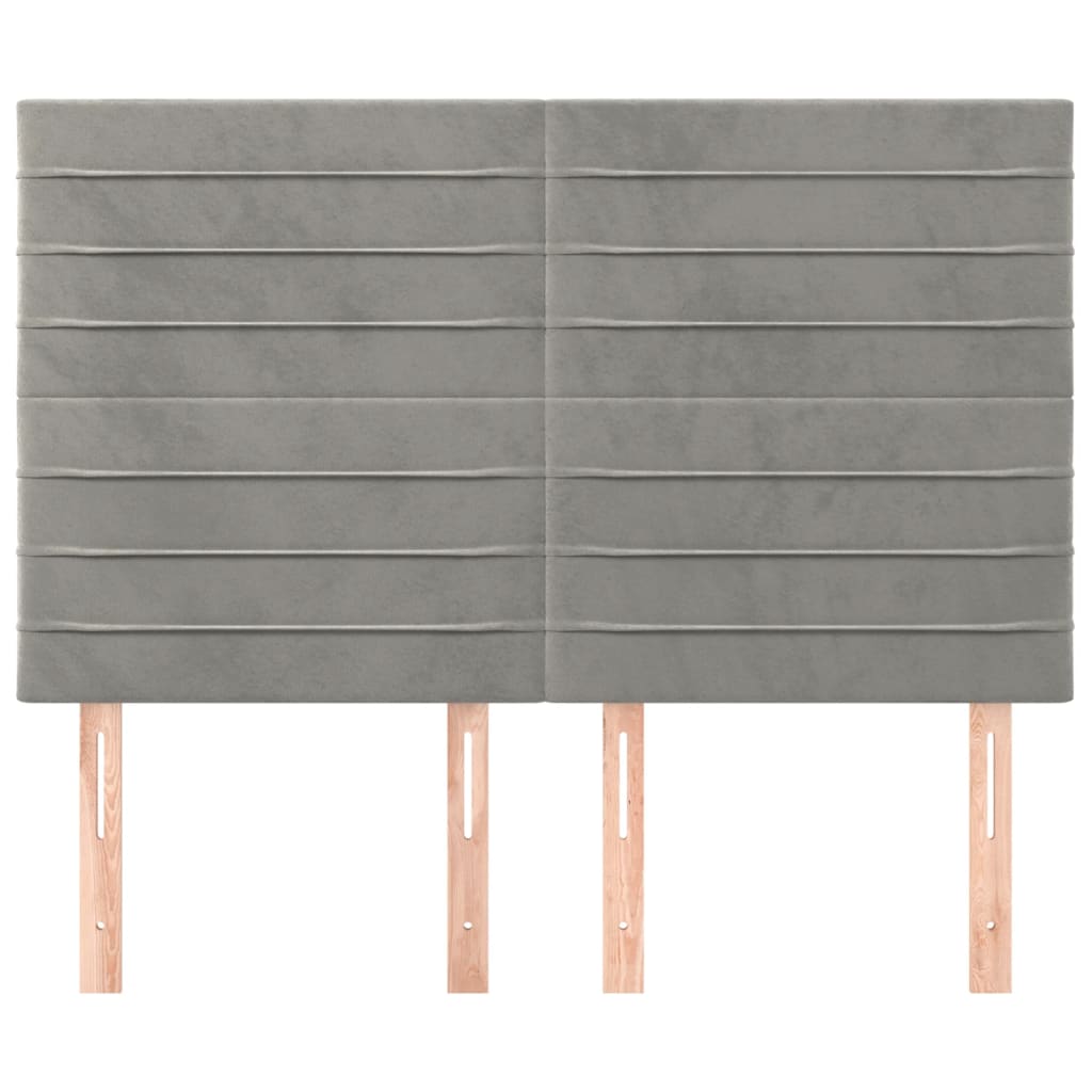 Hoofdborden 4 St 72X5X78/88 Cm Fluweel Lichtgrijs