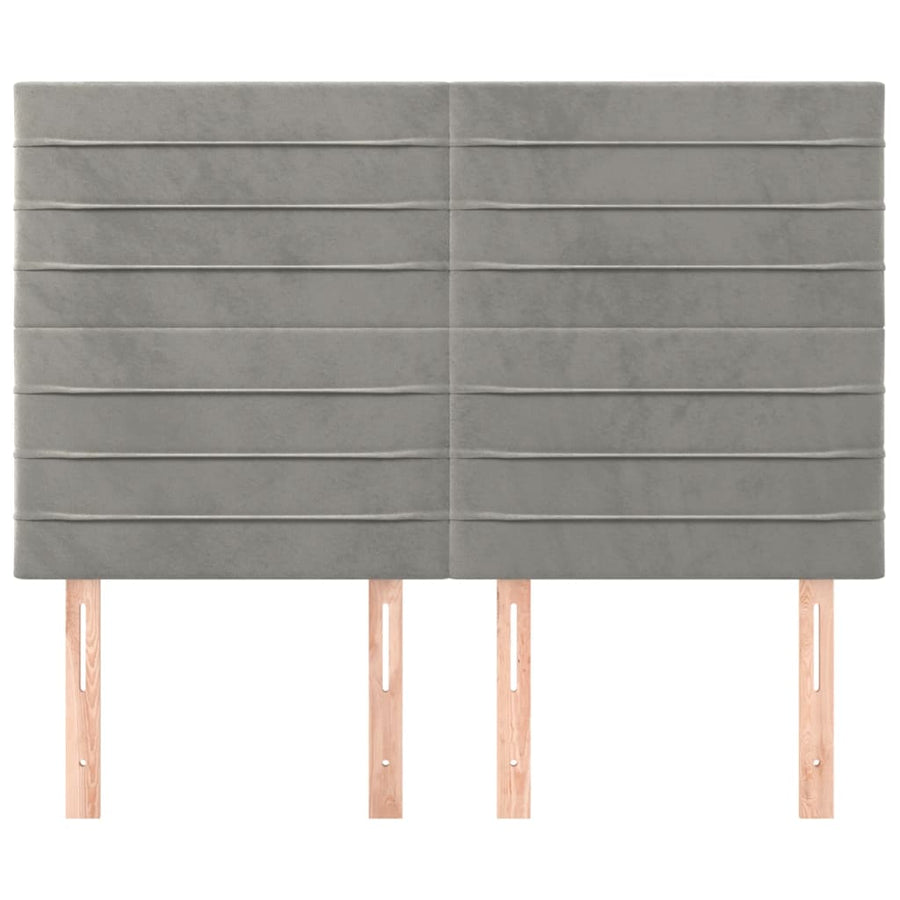 Hoofdborden 4 St 72X5X78/88 Cm Fluweel Lichtgrijs