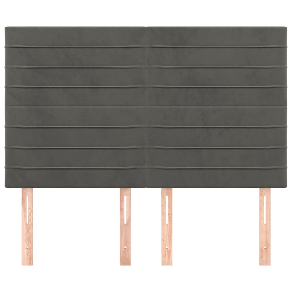 Hoofdborden 4 St 72X5X78/88 Cm Fluweel Donkergrijs
