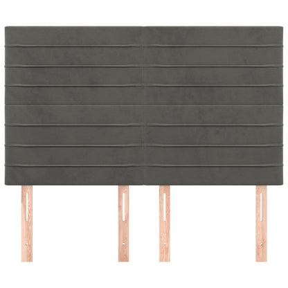 Hoofdborden 4 St 72X5X78/88 Cm Fluweel Donkergrijs