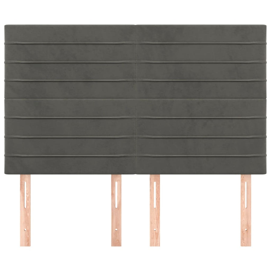 Hoofdborden 4 St 72X5X78/88 Cm Fluweel Donkergrijs