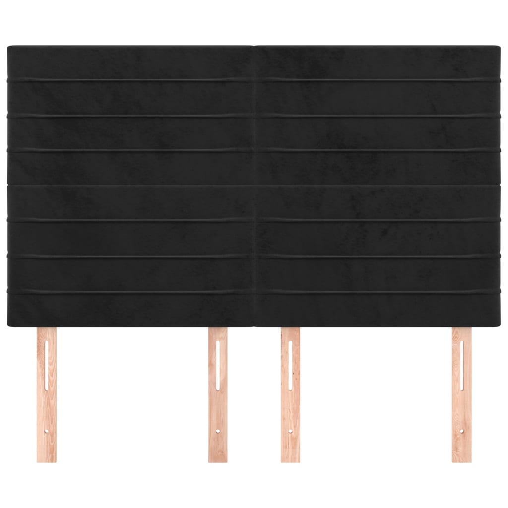 Hoofdborden 4 St 72X5X78/88 Cm Fluweel Zwart
