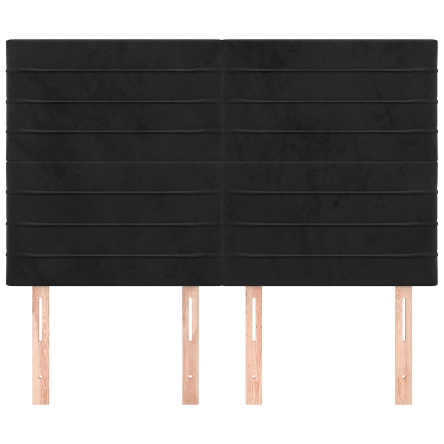 Hoofdborden 4 St 72X5X78/88 Cm Fluweel Zwart