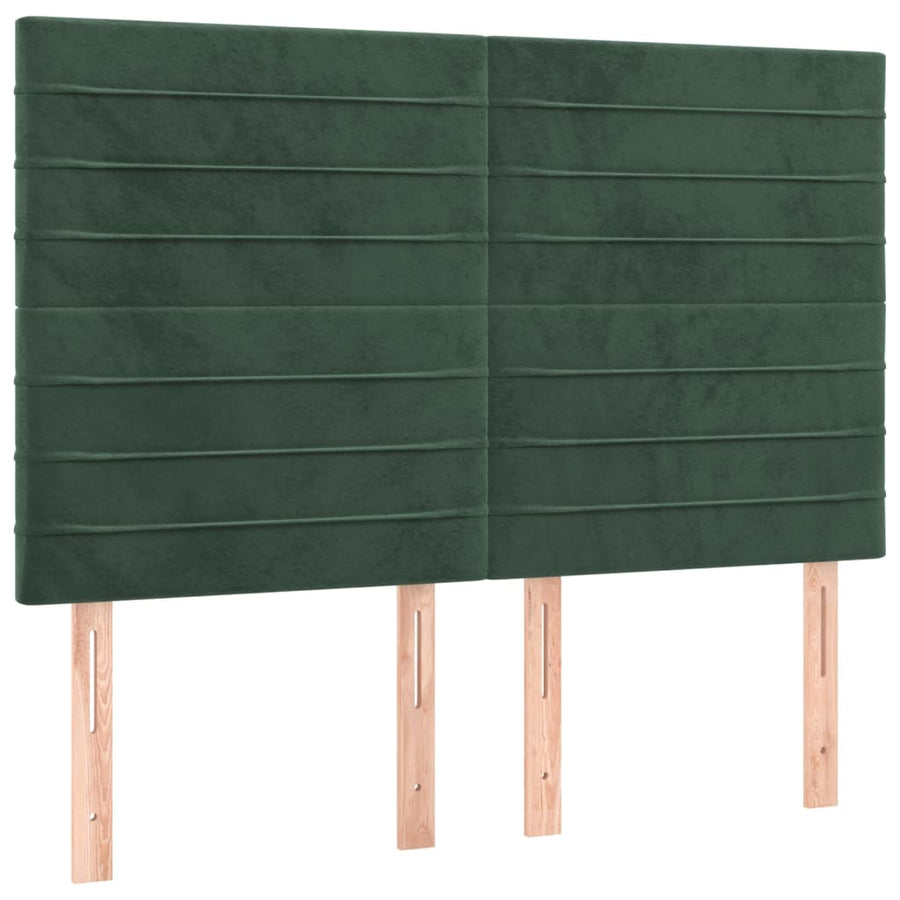 Hoofdborden 4 st 72x5x78/88 cm fluweel donkergroen 144 cm Hoog