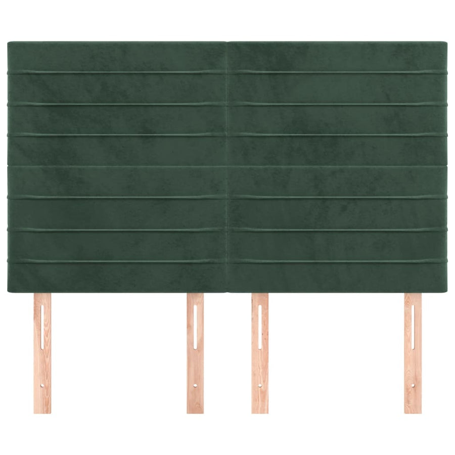Hoofdborden 4 st 72x5x78/88 cm fluweel donkergroen 144 cm Hoog