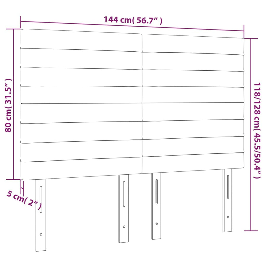 Hoofdborden 4 st 72x5x78/88 cm fluweel donkergroen 144 cm Hoog