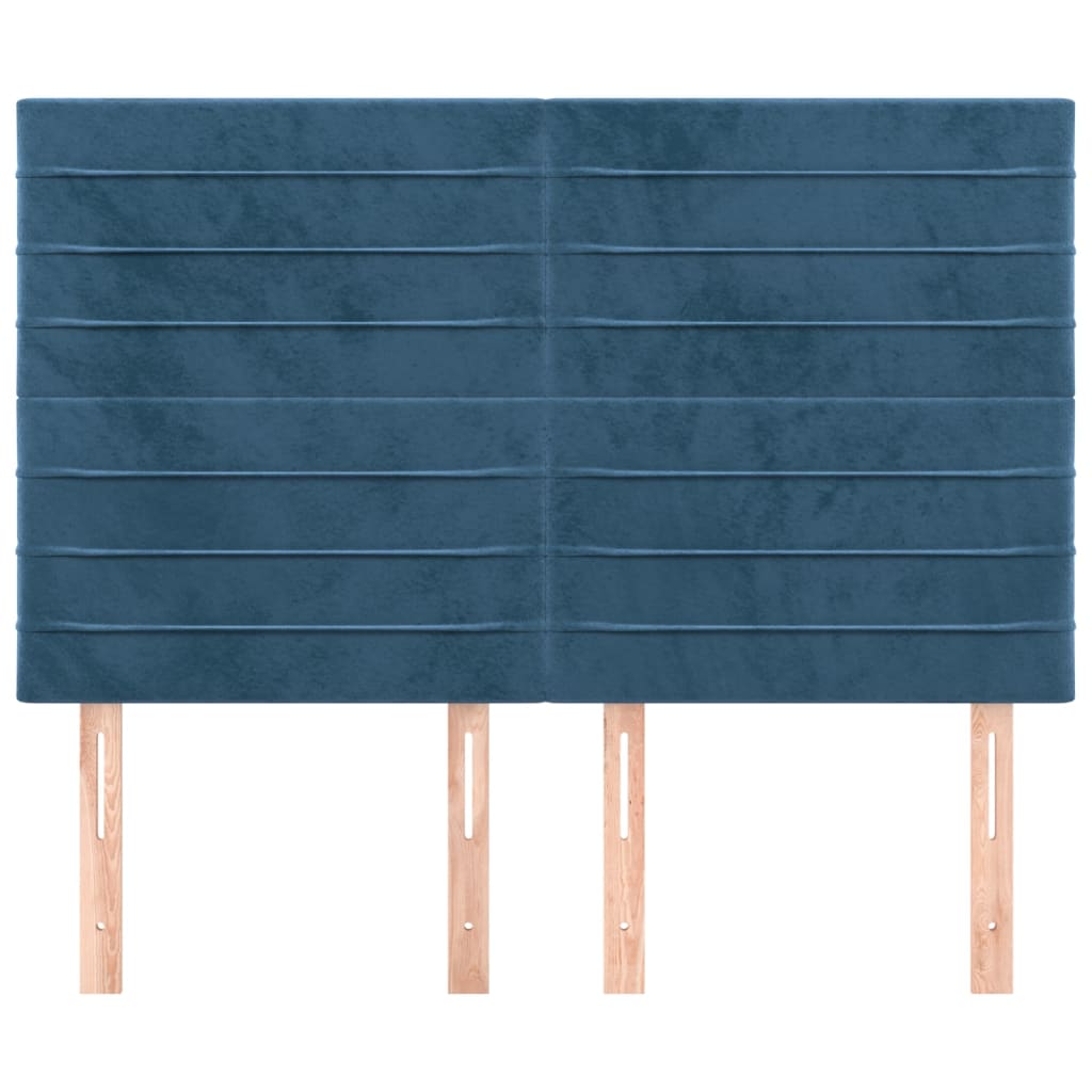 Hoofdborden 4 St 72X5X78/88 Cm Fluweel Donkerblauw