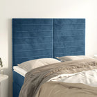 Hoofdbord 144x5x118/128 cm donkerblauw fluweel