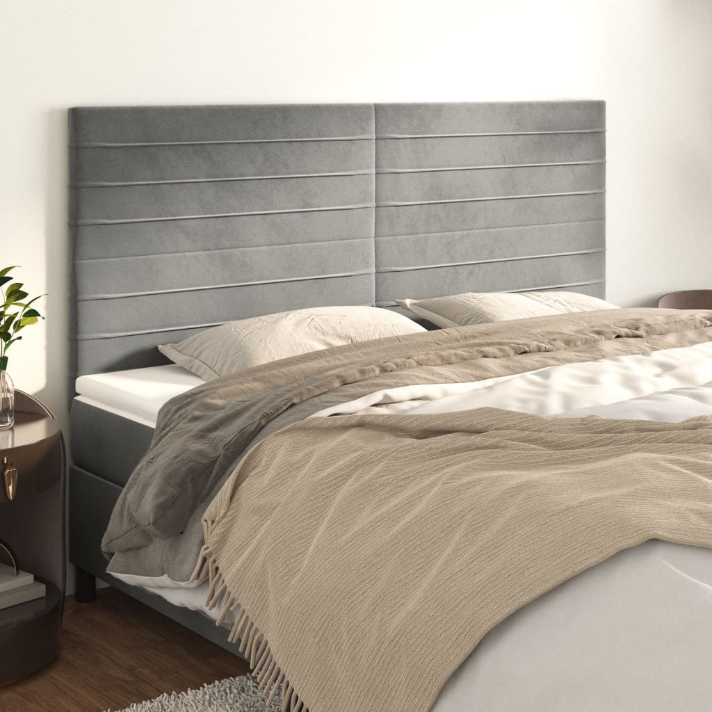 Hoofdborden 4 St 80X5X78/88 Cm Fluweel Lichtgrijs
