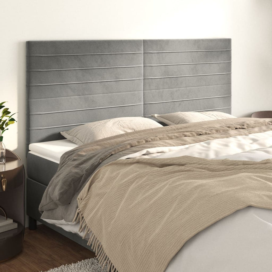 Hoofdborden 4 St 80X5X78/88 Cm Fluweel Lichtgrijs