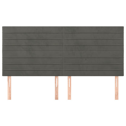 Hoofdborden 4 St 80X5X78/88 Cm Fluweel Donkergrijs