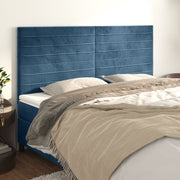 Hoofdbord 160x5x118/128 cm donkerblauw fluweel