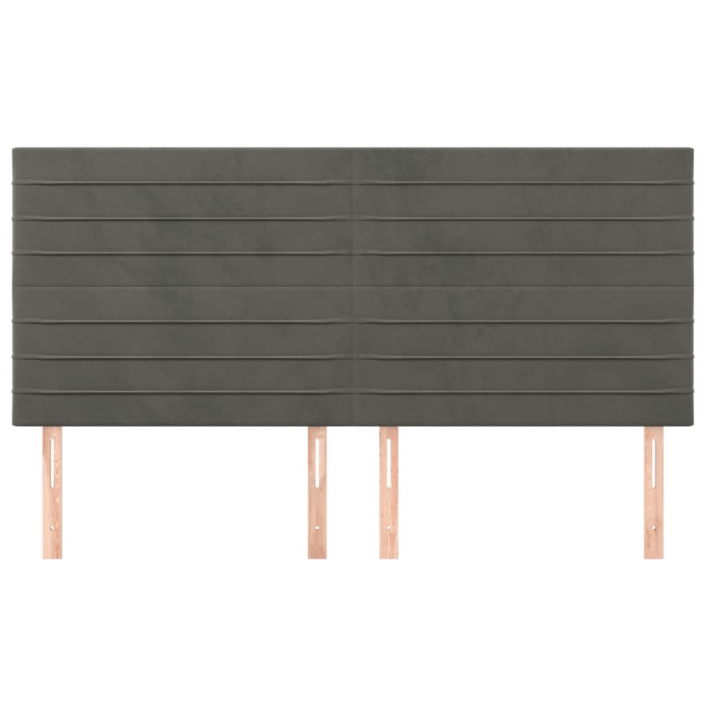 Hoofdborden 4 St 90X5X78/88 Cm Fluweel Donkergrijs