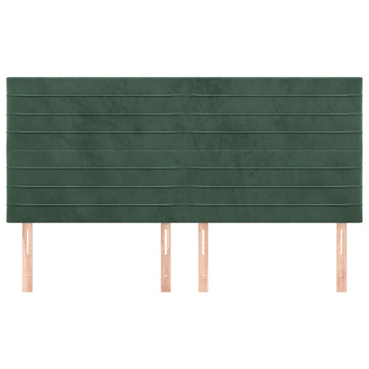 Hoofdborden 4 St 90X5X78/88 Cm Fluweel Donkergroen